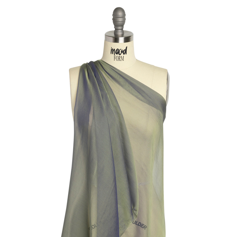 Chiffon-Like Silk Voile - Pale Yellow and Navy Iridescent - Adelaide Collection - Joann Fabrics