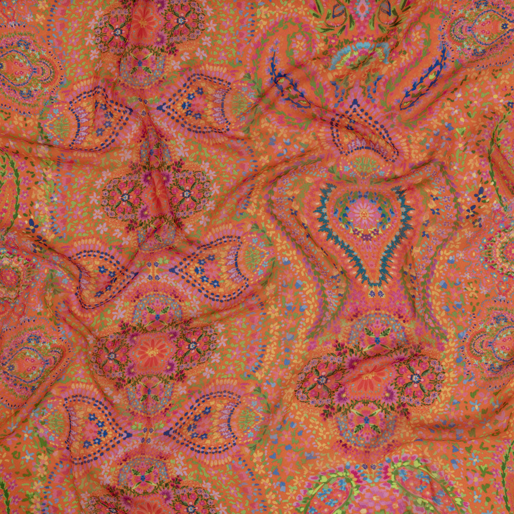 Viscose Georgette - Orange Paisley - Amsterdam Market Print - Mood Exclusive Gisele Collection - Joann Fabrics