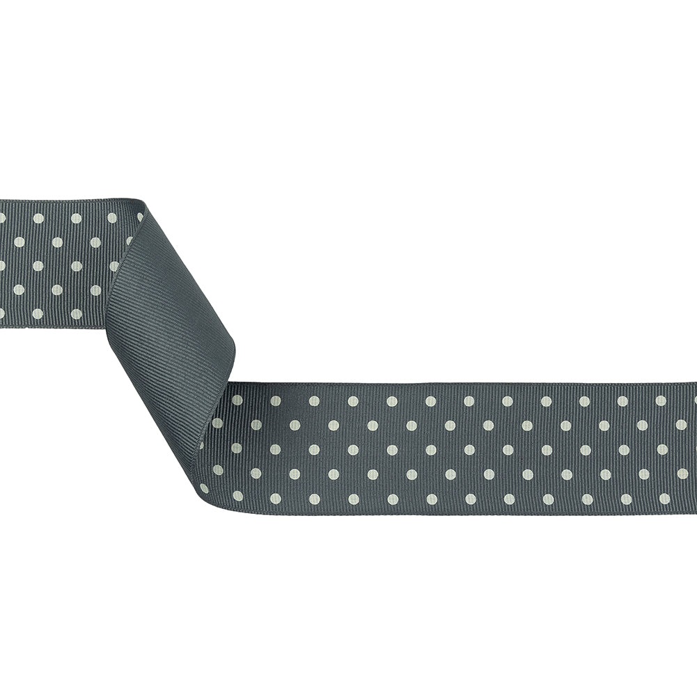 Sedona Sage and White Polka Dots Grosgrain Ribbon - 1.625