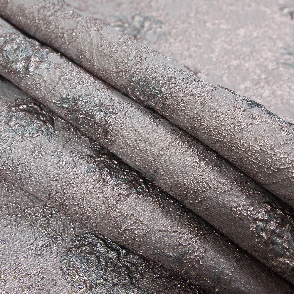 Rose Gold and Pale Blue Luxury Floral Metallic Brocade - Joann Fabrics
