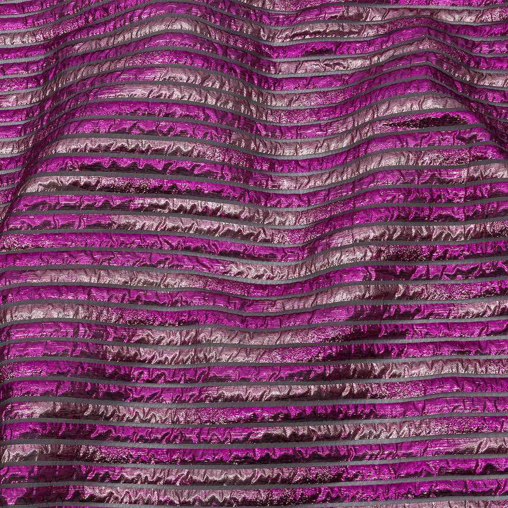 Metallic Magenta Pink and Taffy Pink Luxury Striped Burnout Brocade - Joann Fabrics