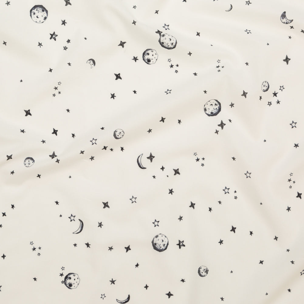 Cotton Voile - White Stars and Moons - Garde Chasse Print - Mood Exclusive Crow Collection - Joann Fabrics