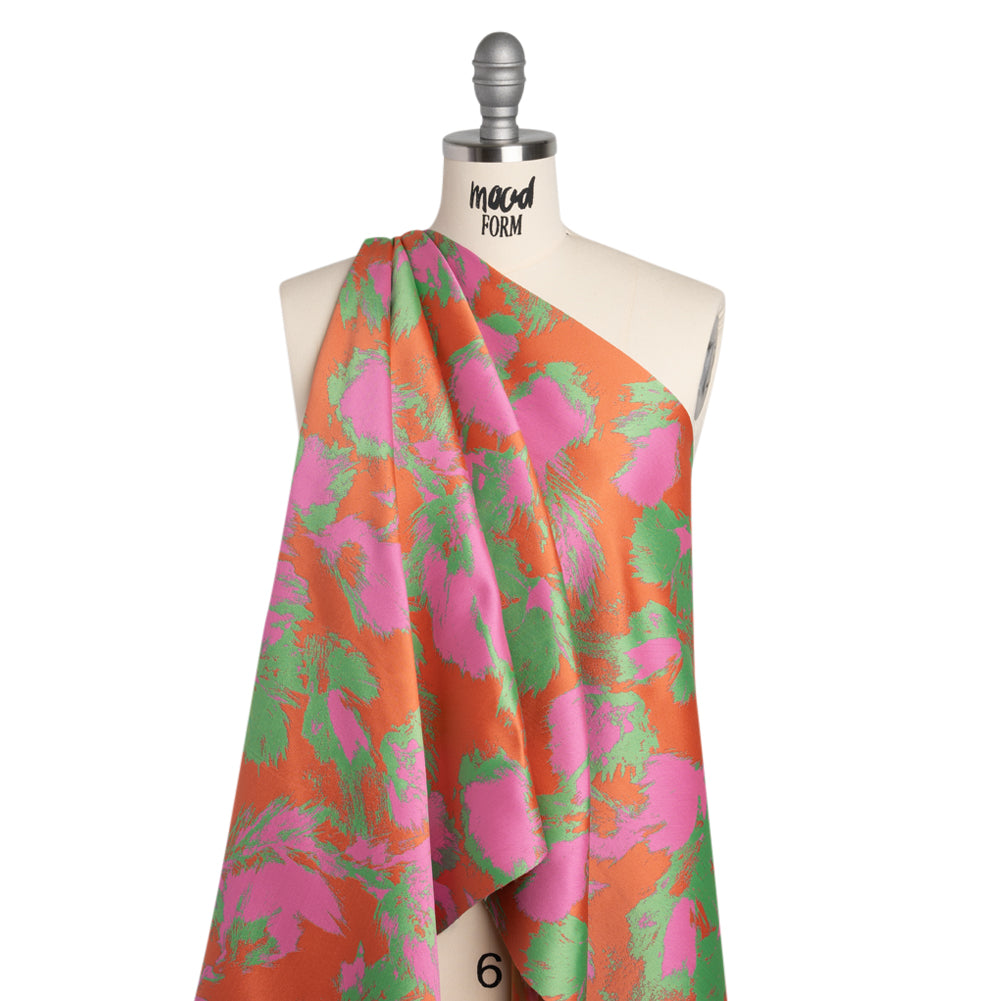Luxury Polyester Brocade - Hot Pink, Orange and Summer Green Abstract Brushstrokes - Joann Fabrics