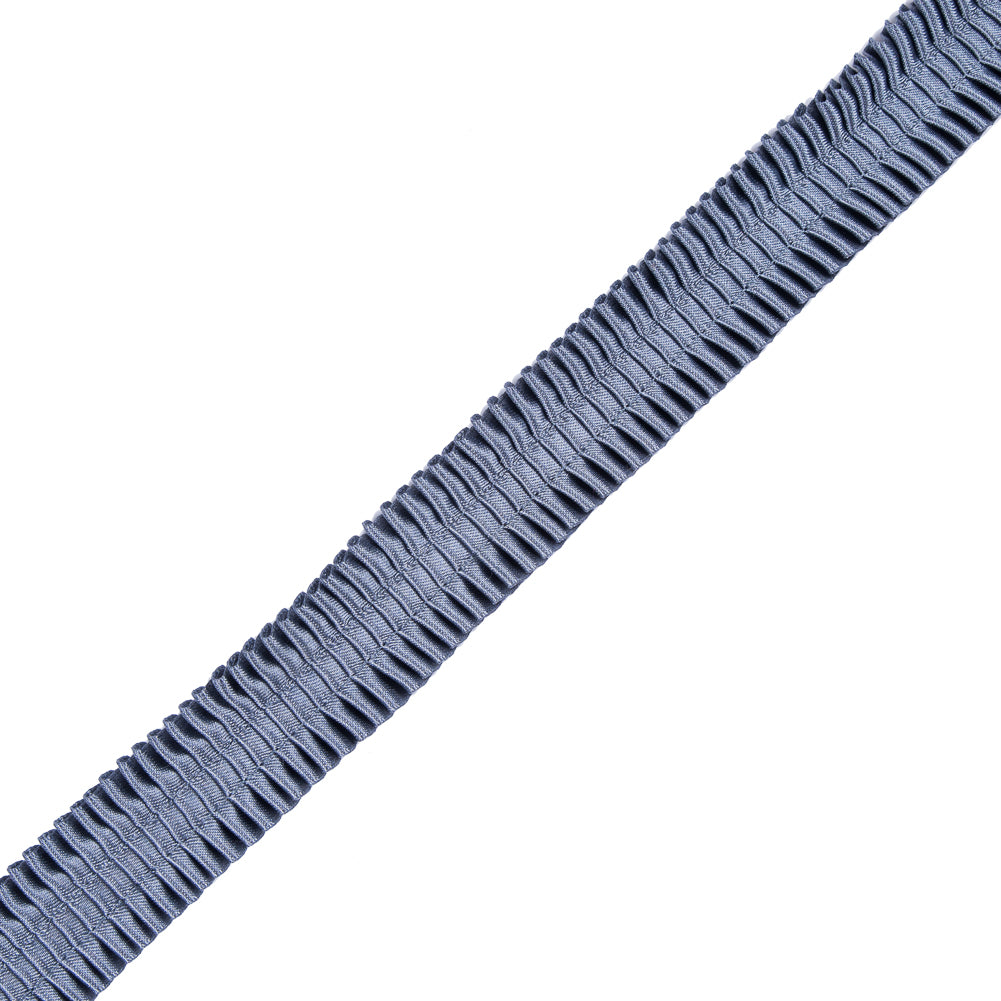 Italian Charcoal Blue Deep Knife Pleated Trimming - 1