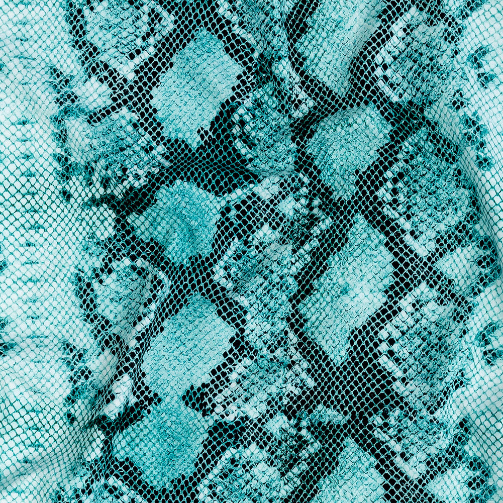 Compression Swimwear Tricot, UV Protective with Aloe Vera Microcapsules - Turquoise Python - Caye Collection - Joann Fabrics