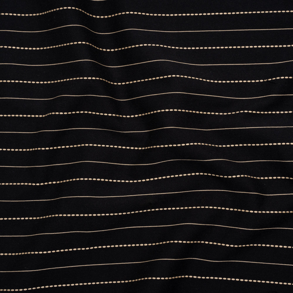 Stretch Cotton Blend Twill - Black and Beige Textured Stripes - Deadstock - Joann Fabrics