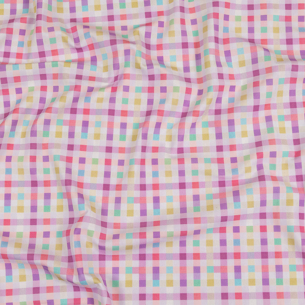 Purple, Pink and Green Little Checks UV Protective Compression Swimwear Tricot with Aloe Vera Microcapsules - Joann Fabrics