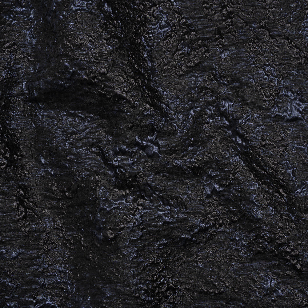 Metallic Brocade - Black and Navy Abstract Sponge Texture - Joann Fabrics
