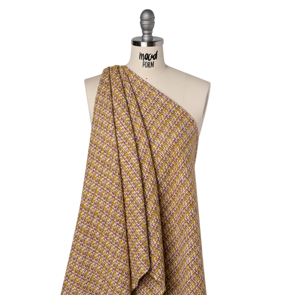 Wool Blend Tweed Twill Made in Italy - Mustard Yellow, White and Light Purple - Joann Fabrics