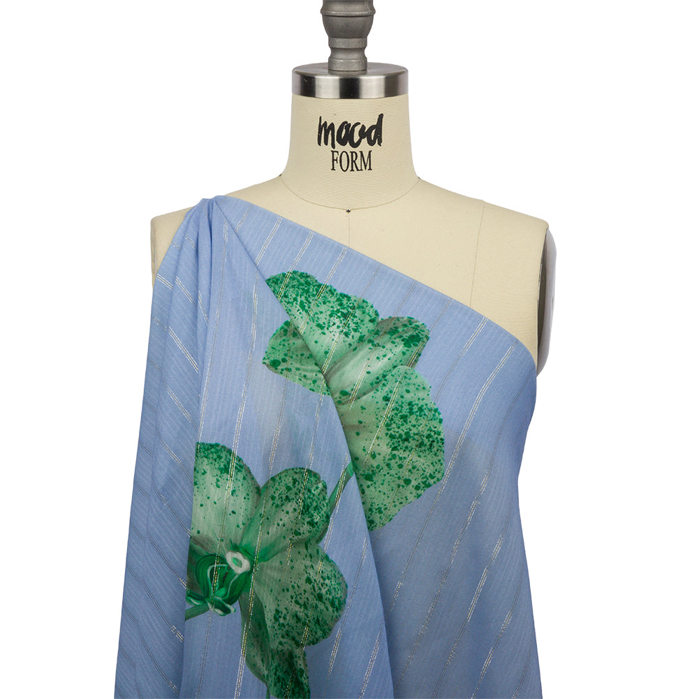 Mood Exclusive Blue Spotted Moth Orchid Metallic Pinstriped Viscose Dobby - Joann Fabrics