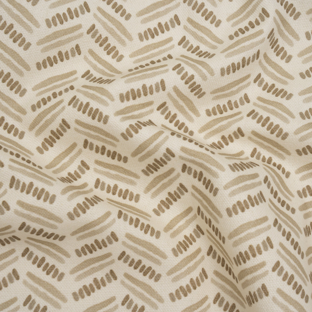 Cotton and Linen Canvas Print - Natural Watercolor Herringbone Chevron - British Imported - Joann Fabrics