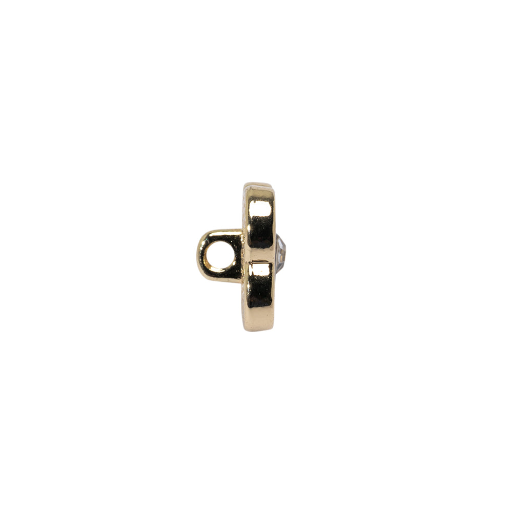 Floral Enameled Metal Shank Back Button with Rhinestone Center - 18L/11.5mm - Gold and Black - Joann Fabrics