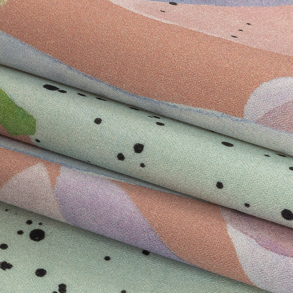 Stretch Cotton Sateen - Pink and Multicolor Abstract Spots - Dappled Duende Print - Mood Exclusive Avenable Collection - Joann Fabrics