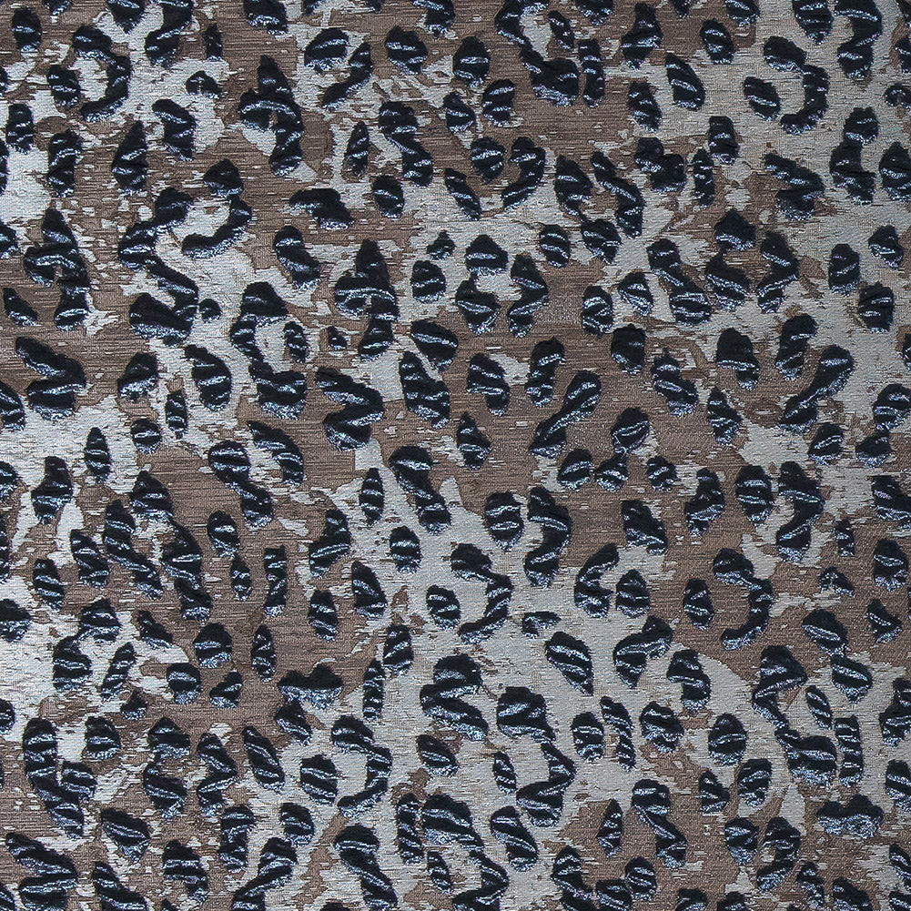 Metallic Navy and Gunmetal Leopard Patterned Luxury Brocade - Joann Fabrics