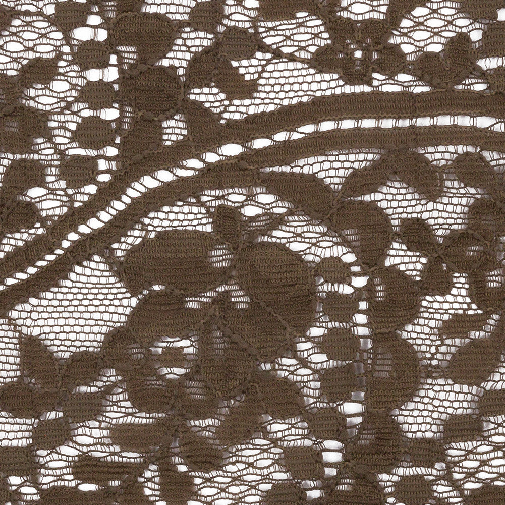 Famous NYC Designer Dark Olive Flowering Leafy Vine Lace Trim with Scalloped Edges - 5