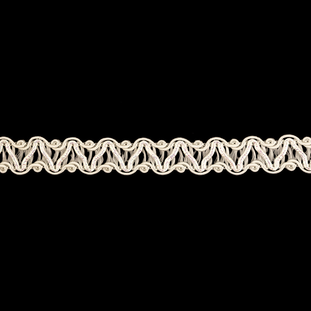 White Asparagus and Iridescent Zig Zags Gimp Braided Trim - 0.375
