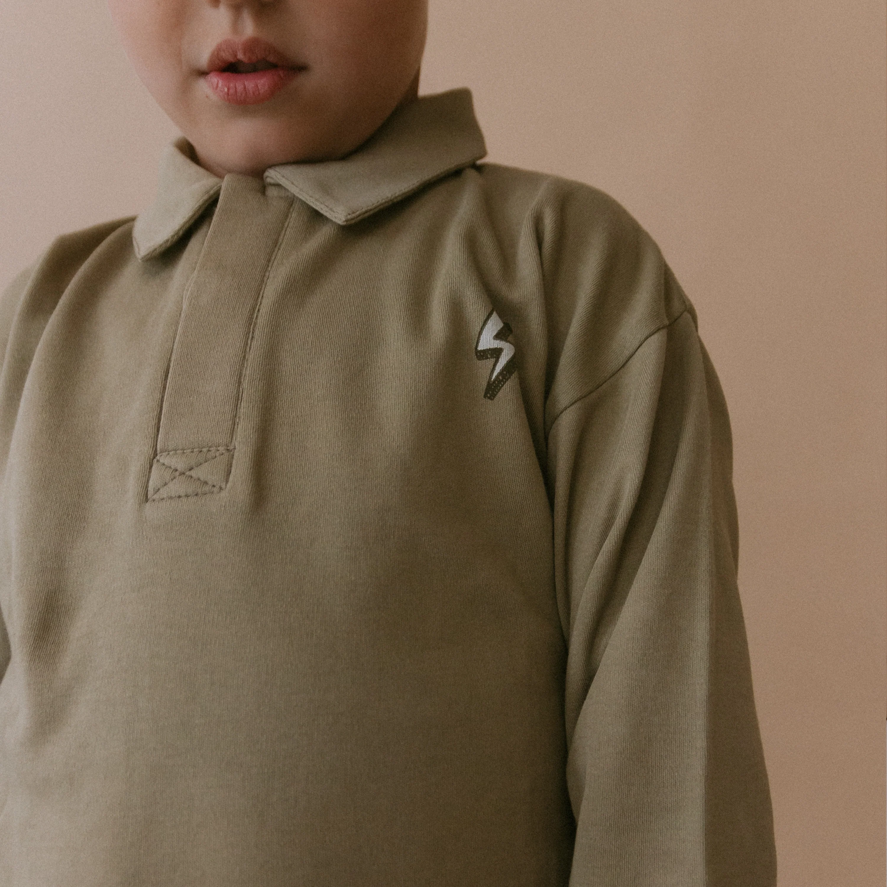 Organic Long Sleeve Polo - Olive