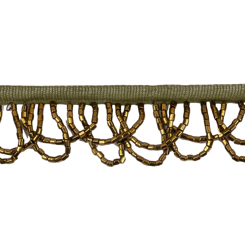 Vintage Bronze Small Looped Bugle Beaded Fringe - 1