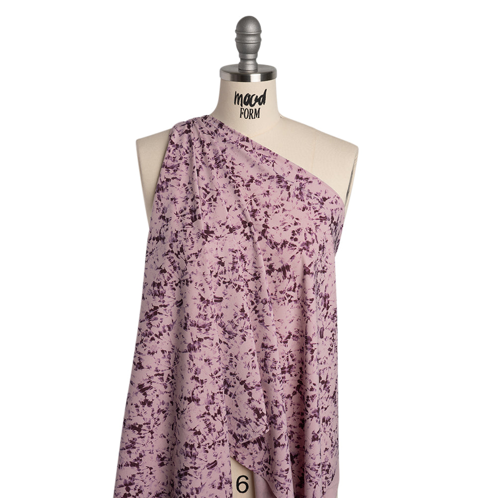 Stretch Polyester Woven - Dusty Lilac and Aubergine Abstract Tie Dye - Deadstock - Joann Fabrics