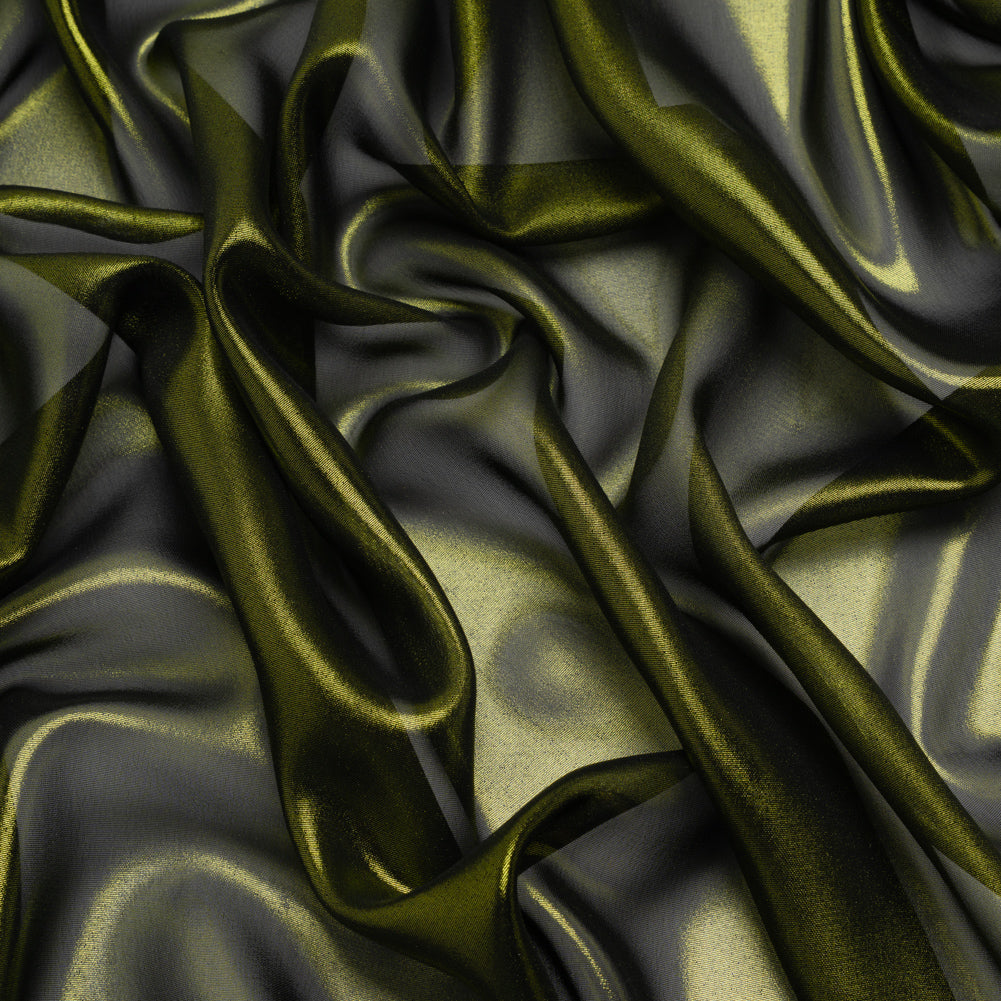 Liquid Sheen Metallic Polyester Chiffon - Olive on Black - Liquid Sheen Chiffon Collection - Joann Fabrics