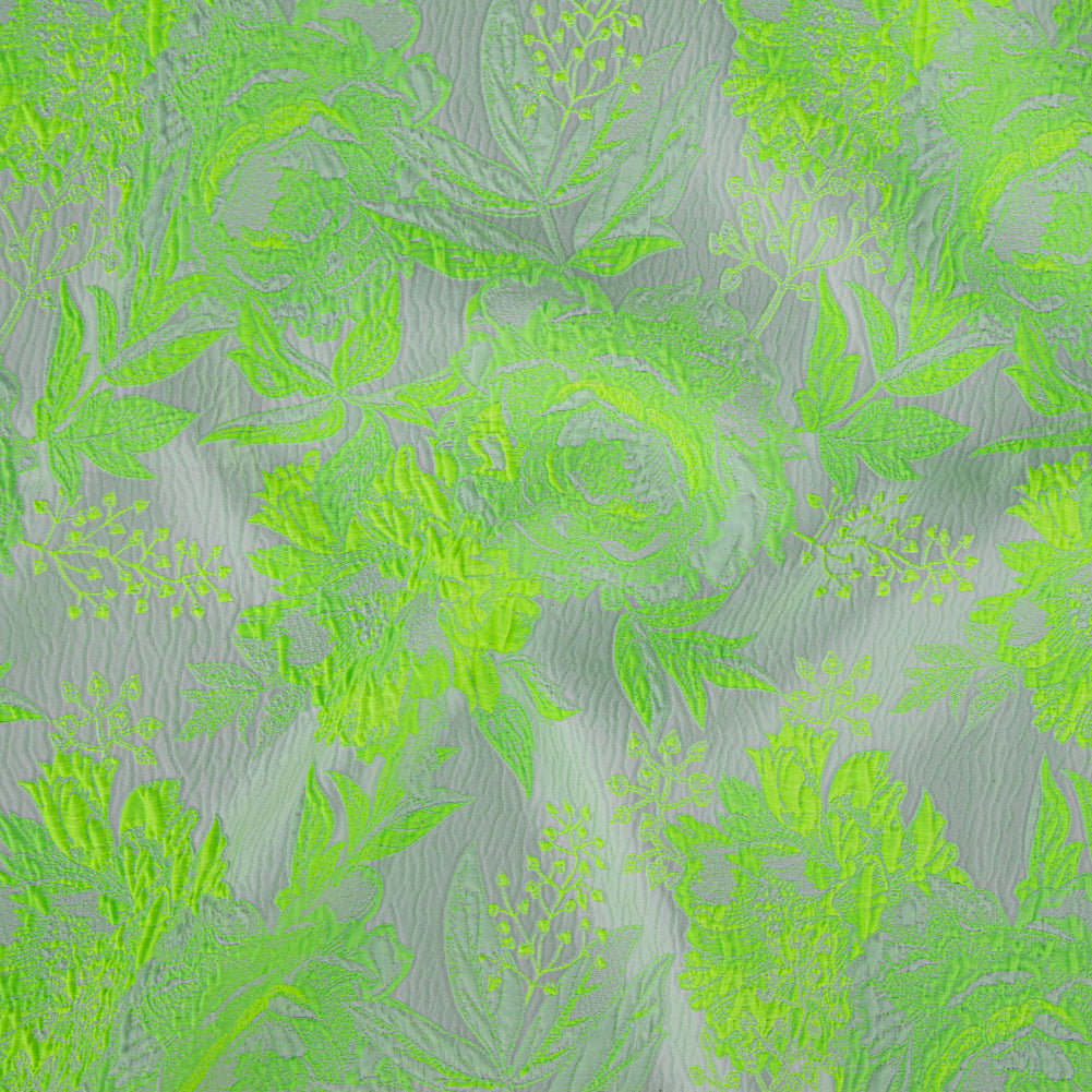 Neon Green Gecko and Frost Foliage Luxury Brocade - Joann Fabrics