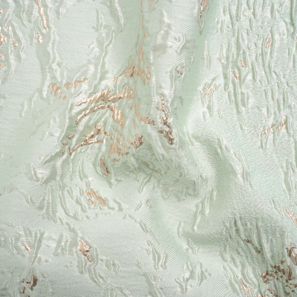 Metallic Gold and Mint Crackled Abstract Luxury Brocade - Joann Fabrics