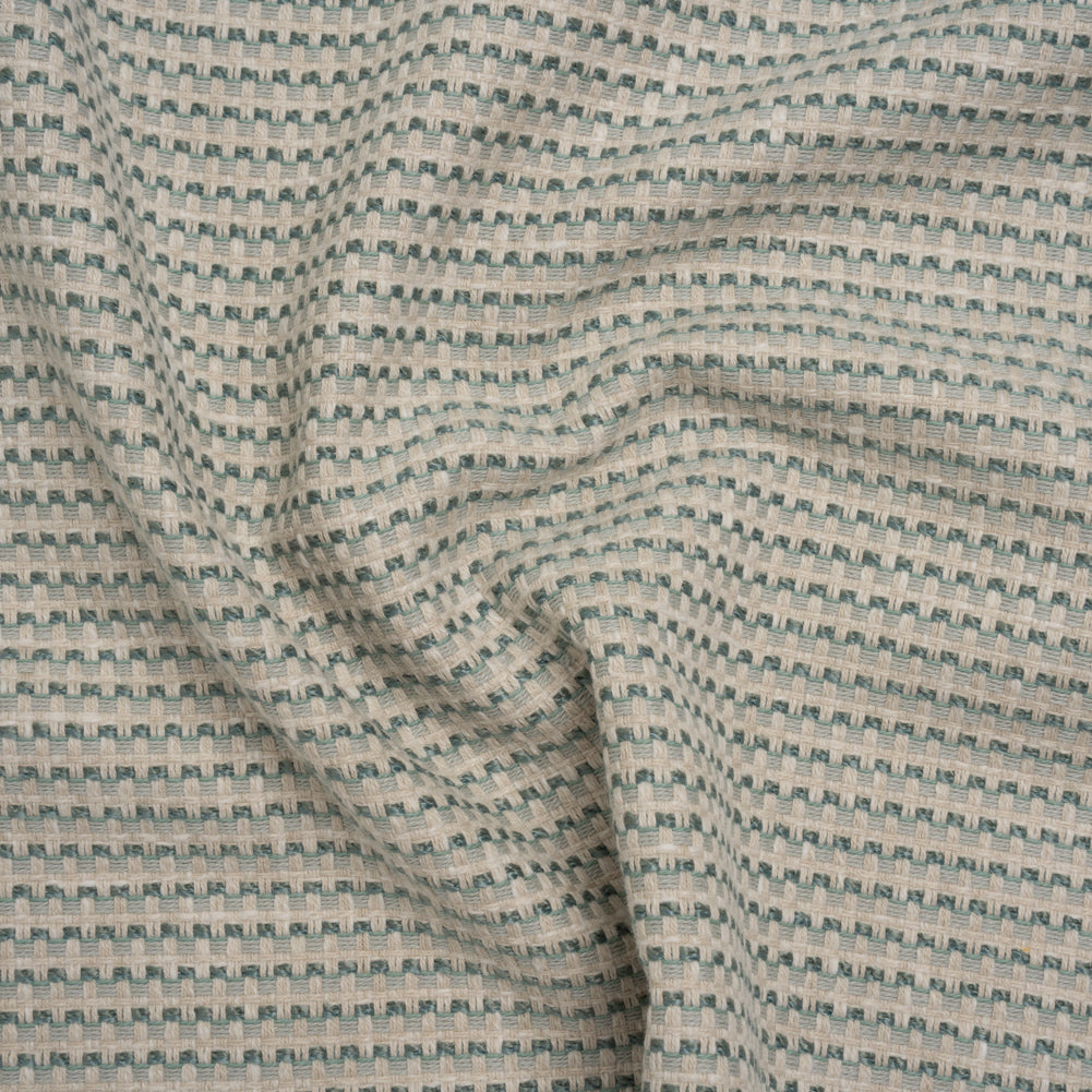 Recycled Polyester and Cotton Basketweave Dobby - Seafoam Little Squares - British Imported - Joann Fabrics