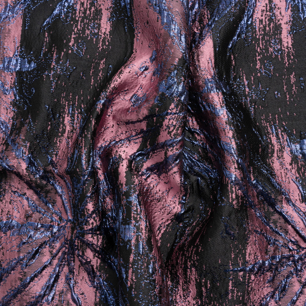 Metallic Midnight, Dark Mauve and Black Exploding Flowers and Brushstrokes Luxury Brocade - Joann Fabrics