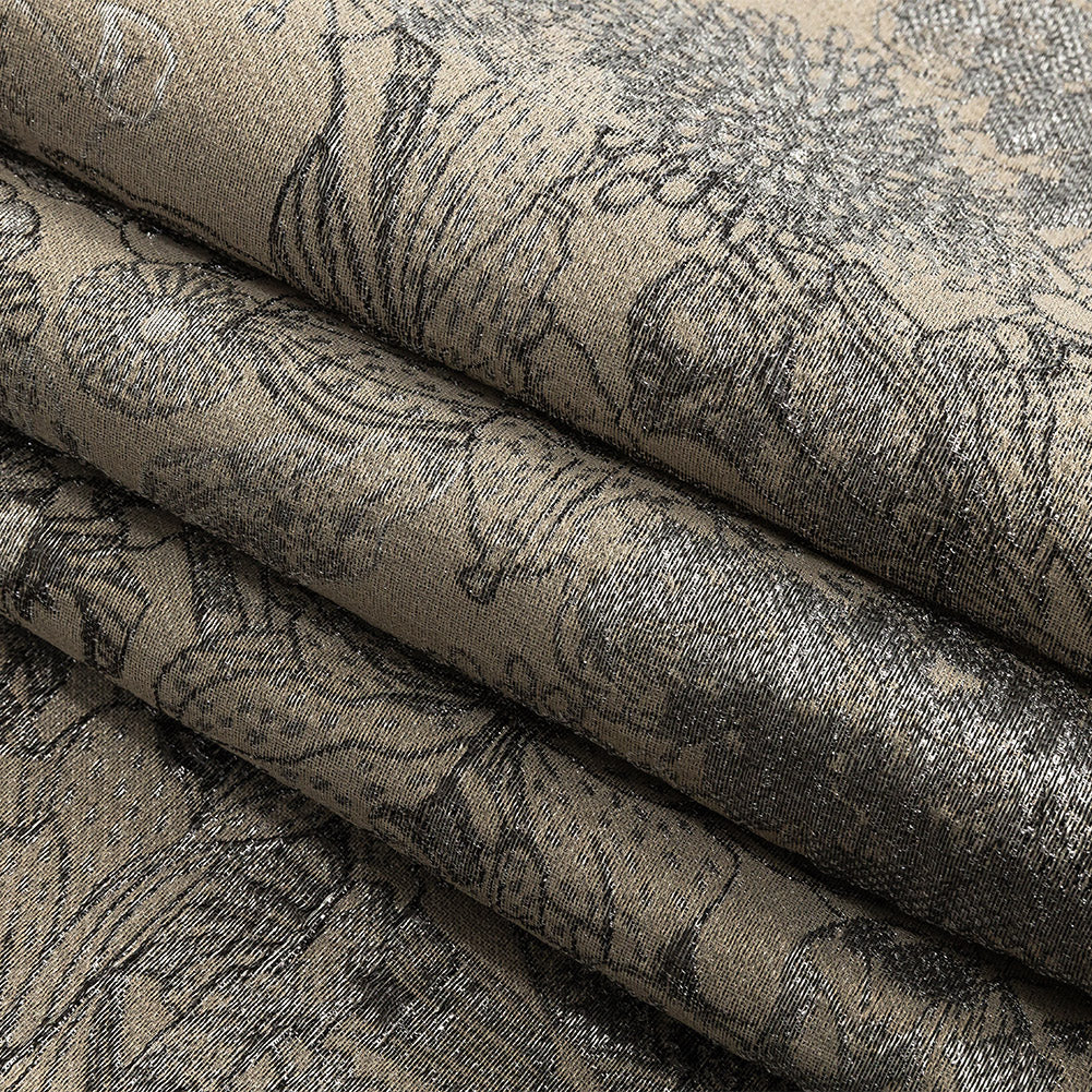 Metallic Gunmetal and Taupe Floral Luxury Brocade - Joann Fabrics
