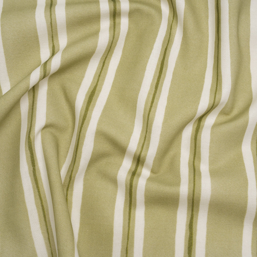 Brushed Cotton and Linen Canvas Print - Pistachio Painted Stripes - British Imported - Joann Fabrics