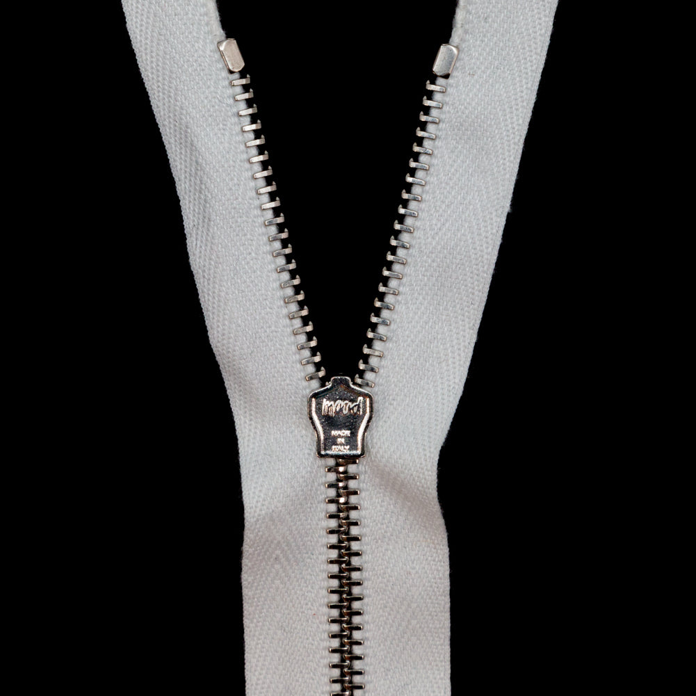 Mood Exclusive Italian White and Silver T3 Closed End Metal Zipper - 9