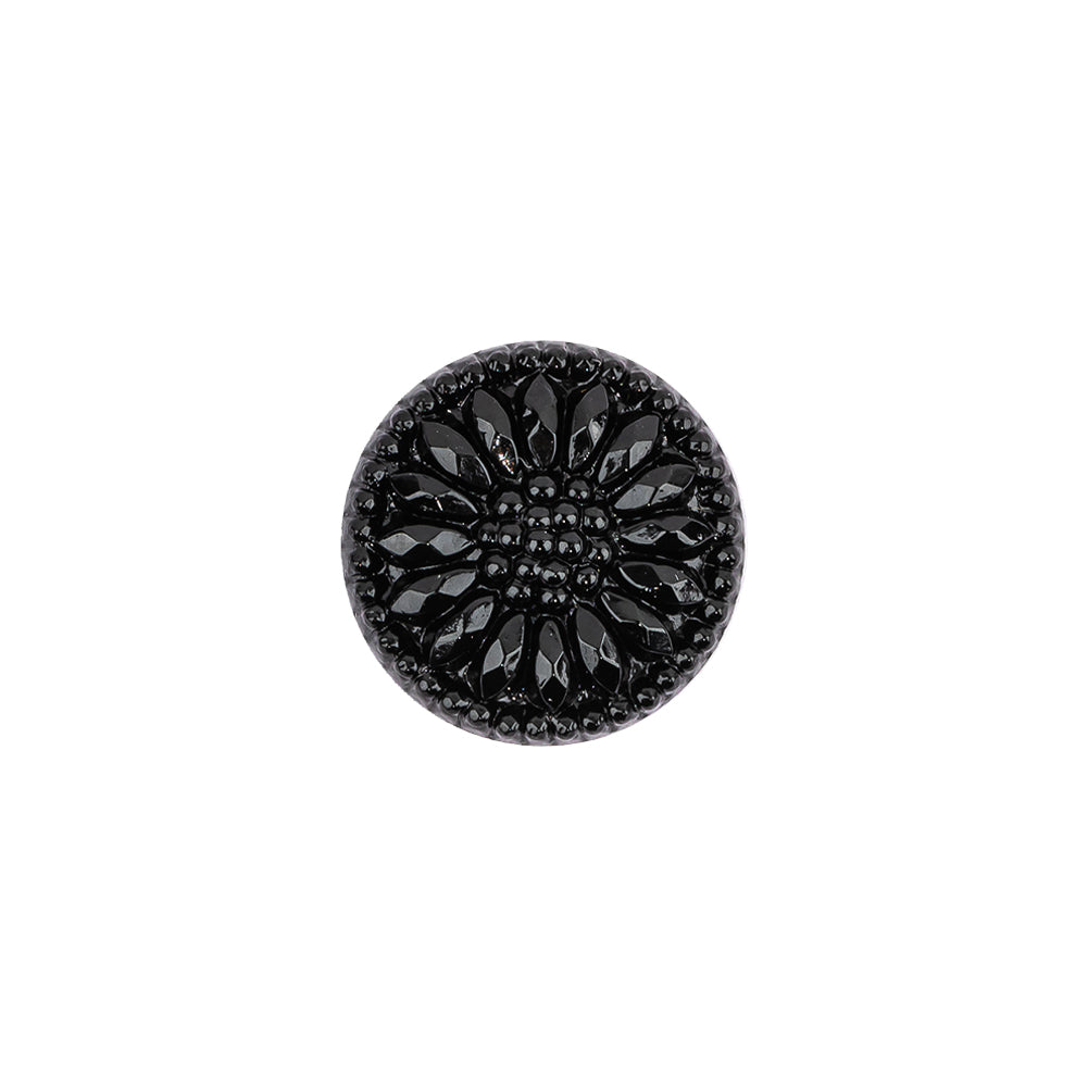 Vintage Black Floral Shank Back Glass Button - 22L/14mm - Joann Fabrics