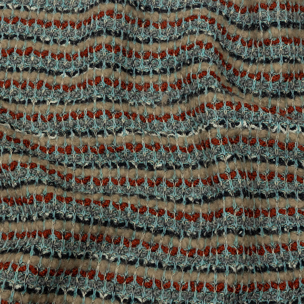 Gray, Beige and Burnt Orange Boucle Stripes Chunky Wool Blend Sweater Knit - Joann Fabrics