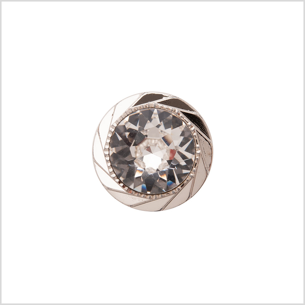 Italian Silver Plastic/Rhinestone Shank Back Button - 22L/14mm - Joann Fabrics