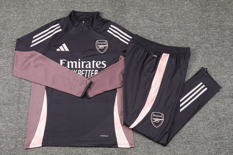 2024/2025 Arsenal Half-Pull Training Suit Purple Football Shirt 1:1 Thai Quality Set