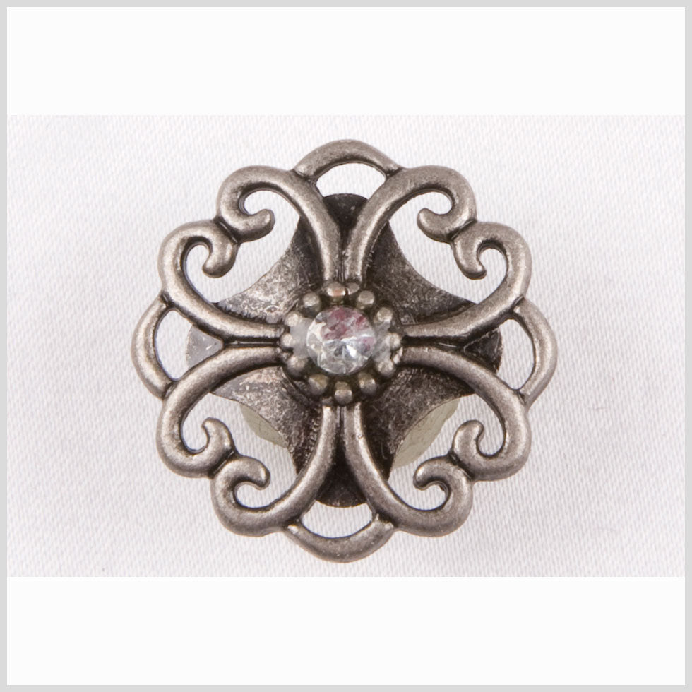 Silver/Crystal Metal Coat Button - 28L/18mm - Joann Fabrics