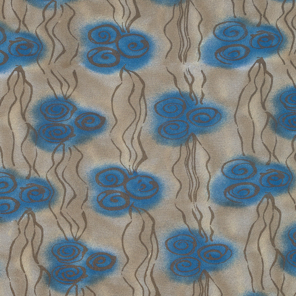 Blue and Beige Printed Polyester Mesh - Joann Fabrics