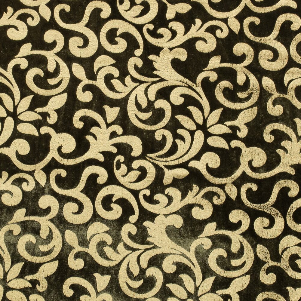 Moss Velvet with Royal Gold Foil Foliage Design - Joann Fabrics