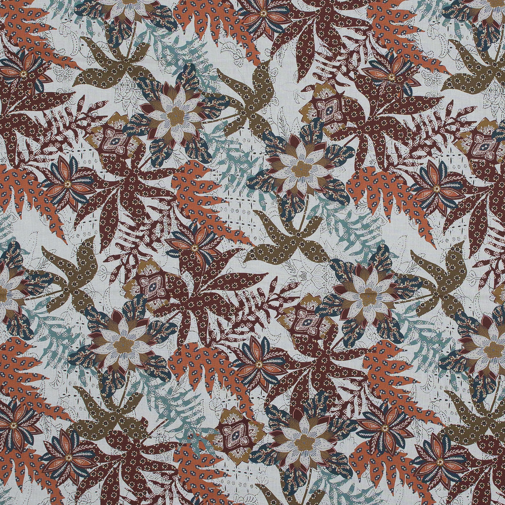 Cotton Voile - White and Orange Floral - Vitality of Admiration Print - Mood Exclusive Key Largo Collection - Joann Fabrics