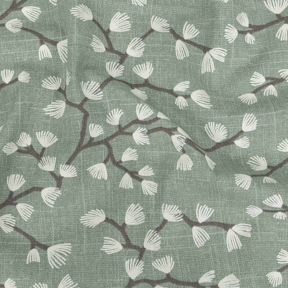Cotton Canvas Print - Seafoam Japanese Blooms - British Imported - Joann Fabrics