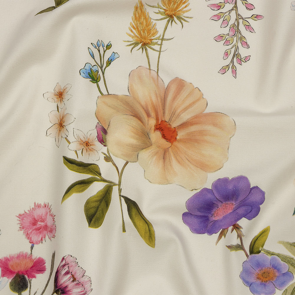 Stretch Cotton Canvas Print - White, Peach and Lavender Floral - Mood Exclusive English Gardens - Joann Fabrics