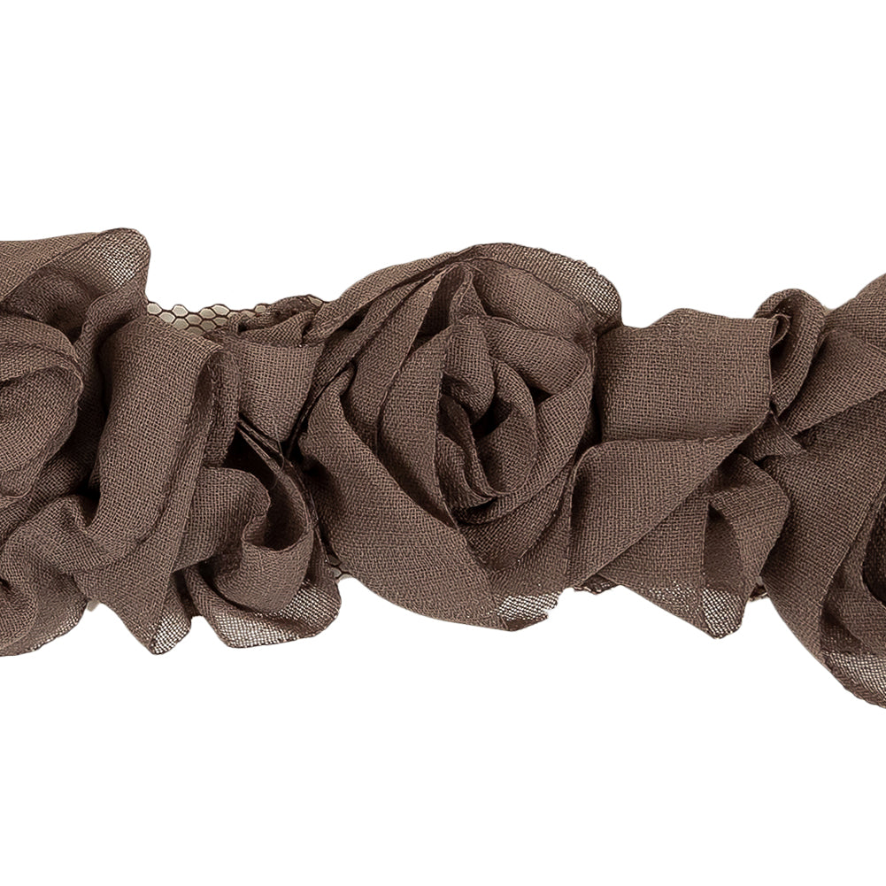 Gray Brown Chiffon Roses on Mesh Trim - 2