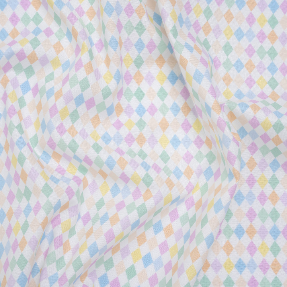 Printed Quilting Cotton by Ghazal Razavi for FIGO Studio - Pastel Rainbow and White Diamonds - Dovetail Collection - Joann Fabrics
