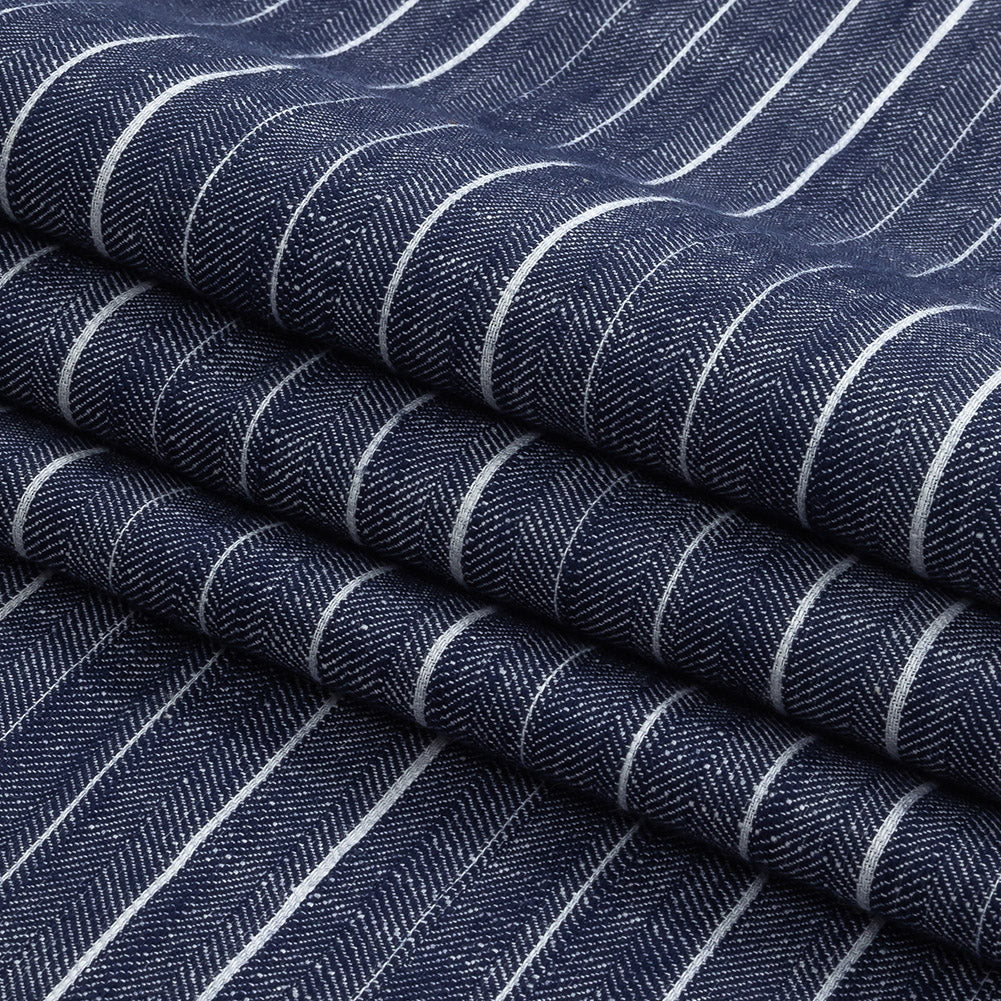Navy and White Striped Organic Cotton Dobby - Joann Fabrics
