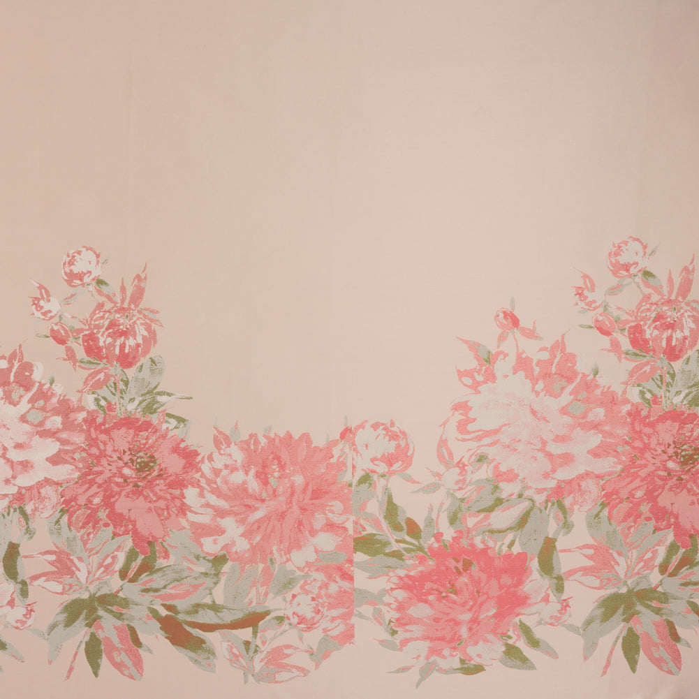 Polyester Brocade Panel Made in Italy - Pale Pink, Light Blue and Leaf Green Floral - Deadstock - Joann Fabrics