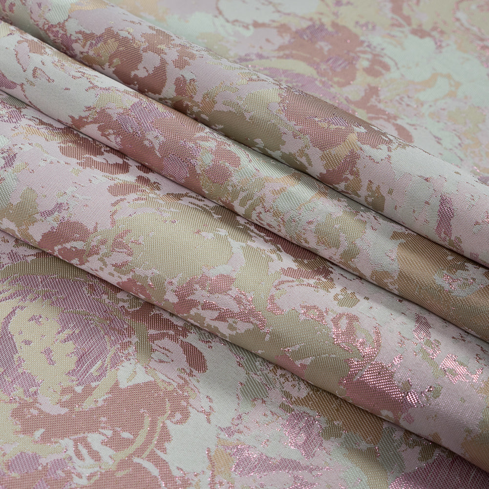 Beige, Pista Green and Metallic Pink Abstract Jacquard - Joann Fabrics