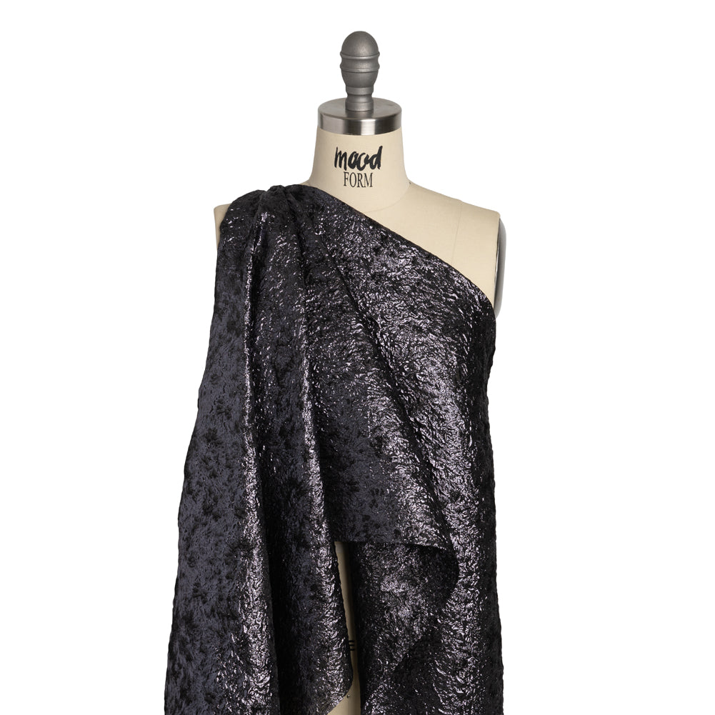 Metallic Luxury Brocade - Black and Navy Abstract - Joann Fabrics