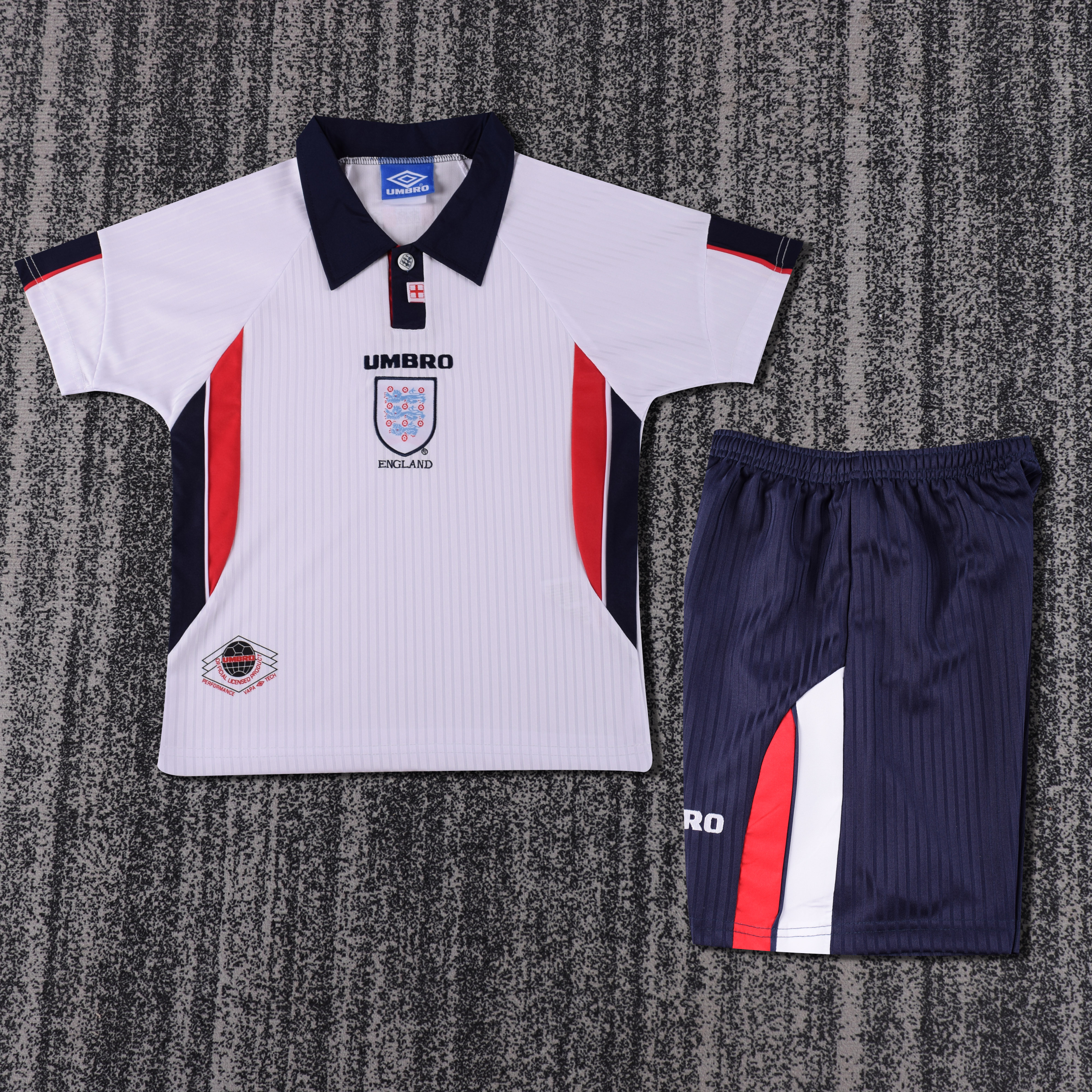 1998 Retro England Home Football Shirt 1:1 Thai Quality Kids Size