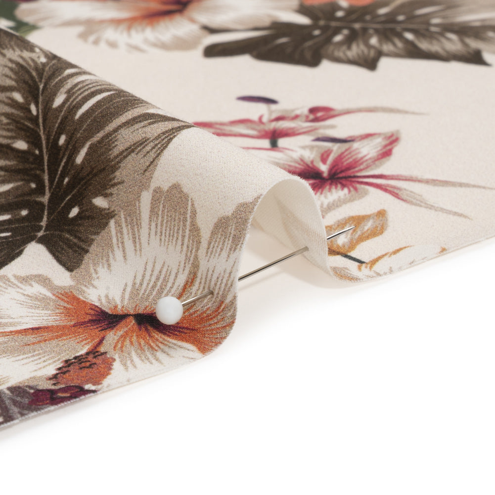 Mood Exclusive Ivory Hibiscus Holiday Stretch Cotton Twill - Joann Fabrics