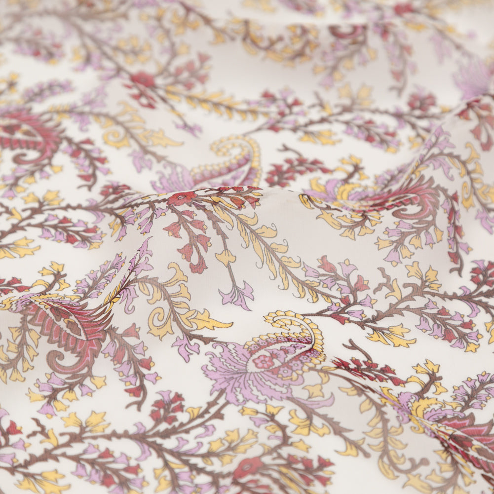 Elderberry, Solar Yellow and Sugar Swizzle Paisley Silk Chiffon - Joann Fabrics